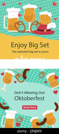 Flat oktoberfest posts set Vector illustration Stock Vector Image & Art ...