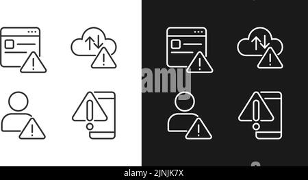 Website access denied pixel perfect linear icons set for dark, light mode Stock Vector