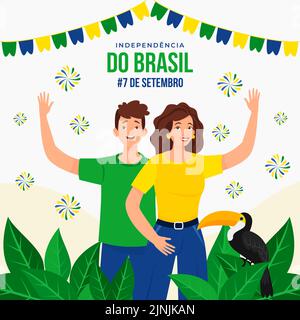 Flat illustration for 7 de setembro celebration Vector illustration. Stock Vector
