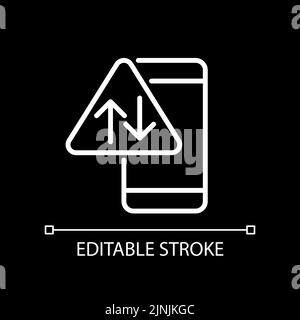 Data usage warning white linear icon for dark theme Stock Vector