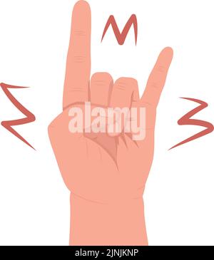 Heavy metal music lover semi flat color vector hand gesture Stock Vector