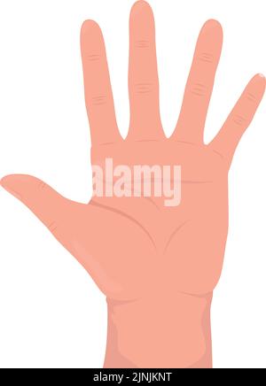 Palm with spread fingers semi flat color vector hand gesture Stock Vector