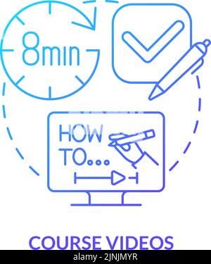 Course videos blue gradient concept icon Stock Vector