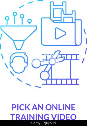 Pick online training video blue gradient concept icon Stock Vector