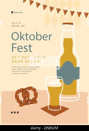 Flat oktoberfest vertical poster template Vector illustration Stock ...