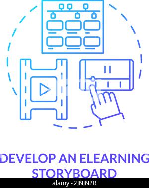 Develop eLearning storyboard blue gradient concept icon Stock Vector