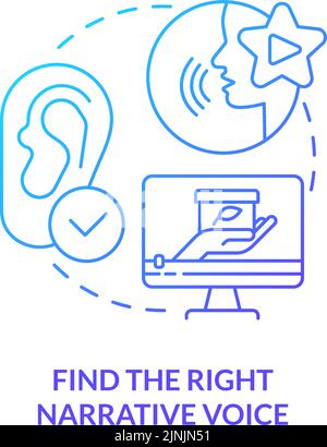 Find right narrative voice blue gradient concept icon Stock Vector