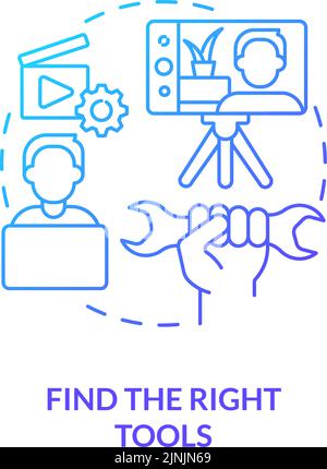 Find right tools blue gradient concept icon Stock Vector