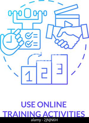 Use online training activities blue gradient concept icon Stock Vector