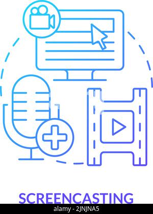 Screencasting blue gradient concept icon Stock Vector