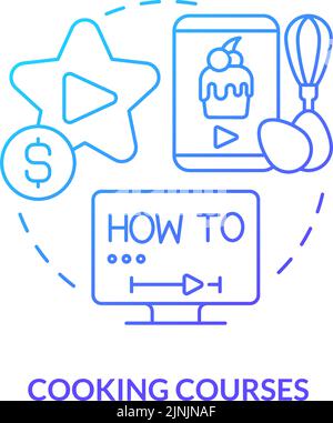 Cooking courses blue gradient concept icon Stock Vector