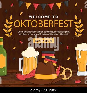 Hand drawn oktoberfest posts set Vector illustration Stock Vector Image ...