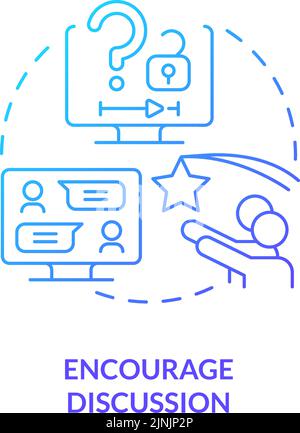 Encourage discussion blue gradient concept icon Stock Vector