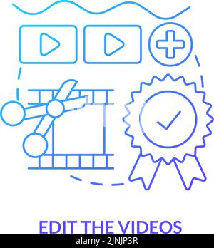 Edit videos blue gradient concept icon Stock Vector