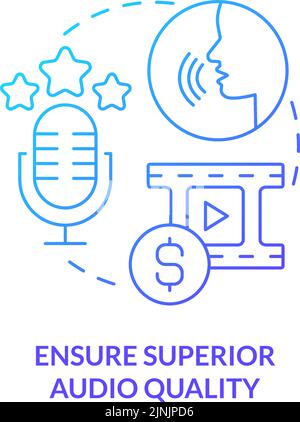 Ensure superior audio quality blue gradient concept icon Stock Vector