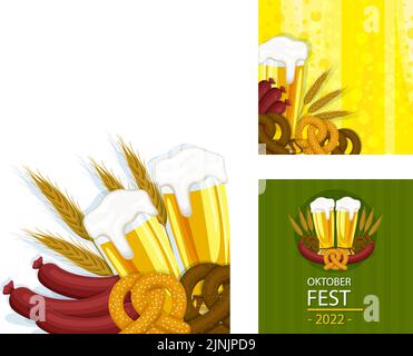Flat oktoberfest posts set Vector illustration Stock Vector Image & Art ...