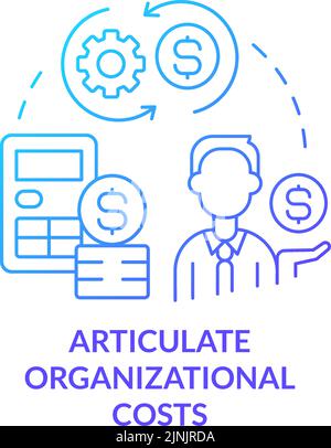 Articulate organizational costs blue gradient concept icon Stock Vector