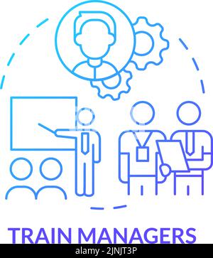 Train managers blue gradient concept icon Stock Vector