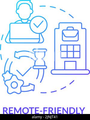 Remote friendly blue gradient concept icon Stock Vector