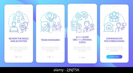 Steps to transformation blue gradient onboarding mobile app screen Stock Vector