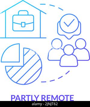 Partly remote blue gradient concept icon Stock Vector