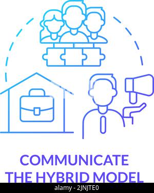 Communicate hybrid model blue gradient concept icon Stock Vector