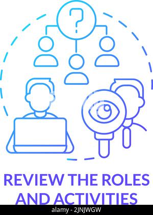 Review roles and activities blue gradient concept icon Stock Vector
