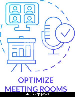 Optimize meeting rooms blue gradient concept icon Stock Vector