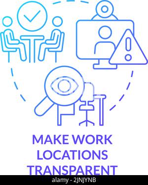 Make work locations transparent blue gradient concept icon Stock Vector