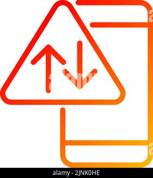 Data usage warning pixel perfect gradient linear vector icon. Mobile internet service issue. Download and upload data. Thin line color symbol. Modern Stock Vector