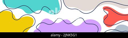 Abstract colorful organic shapes. Back to school background. Horizontal banner. For social media post, web, promotional banner, advertising and brandi Stock Vector