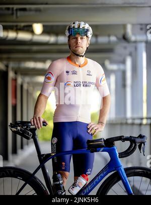 Munich, Germany. 12th Aug, 2022. MUNCHEN - Portrait track cyclist Brian Megens, he rides his first European Championship. The German city of Munich will host a combined European Championship of various sports in 2022. ANP ROBIN VAN LONKHUIJSEN Credit: ANP/Alamy Live News Stock Photo