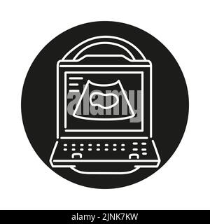 Wireless ultrasound device color line illustration. Stock Vector