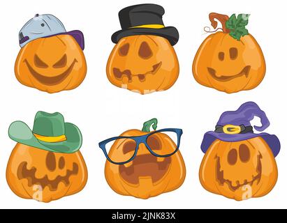 set of funny pumpkin Stock Photo