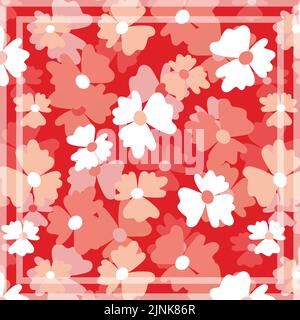 Print for kerchief, bandana, scarf, handkerchief, shawl, neck scarf. Squared pattern with ornament for fabric, textile, silk products. Paisley vector Stock Vector