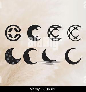 letter c shape a different variety of half moon vector graphics  logo templates. This file has a total of 8 EPS files. Stock Vector