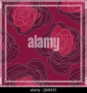 Print for kerchief, bandana, scarf, handkerchief, shawl, neck scarf. Squared pattern with ornament for fabric, textile, silk products. Paisley vector Stock Vector