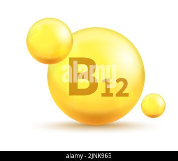 Vitamin golden capsules. Realistic 3d gold bubbles. Vector multivitamin pills Stock Vector