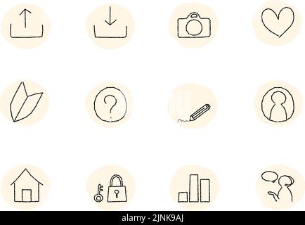 Hand-drawn icon set Image of icons used in the app Stock Vector