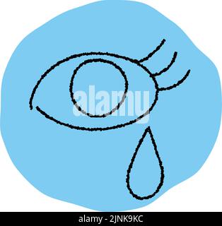 Simple teary eye icon, pencil writing style Stock Vector