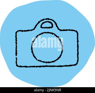 Simple camera icon, pencil writing style Stock Vector
