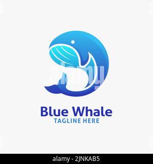 Blue whale logo design Stock Vector
