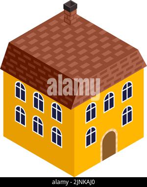 Scenery material of the city Western-style house isometric Stock Vector