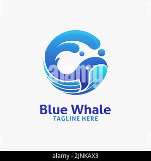 Circle whale logo design Stock Vector
