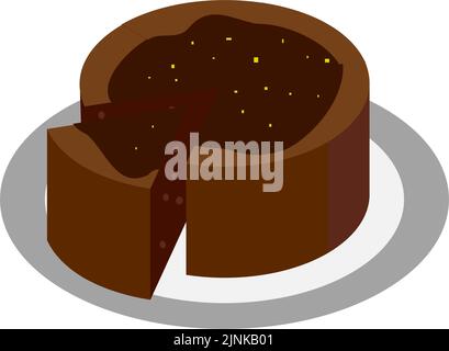 Gateau chocolate whole cake isometric Stock Vector