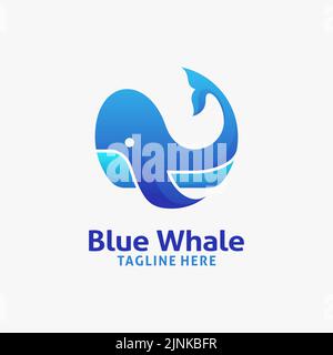 Blue whale logo design Stock Vector