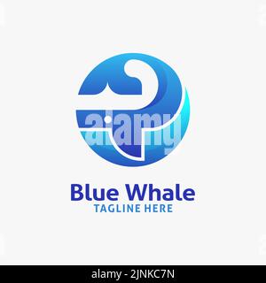 Circle whale logo design Stock Vector