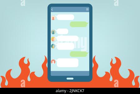 Image illustration of Internet troubles such as slander and burning Stock Vector