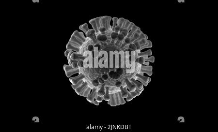 Illustration of a virus cell, viral infection or infectious disease, isolated cut out on black background Stock Photo