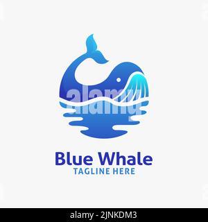 Blue whale logo design Stock Vector